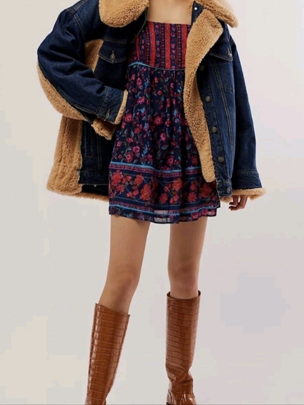 $148 Free People Endless Afternoon Mini Dress Top Size Small NWOT Red Pink Blue